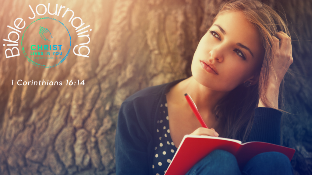 Woman sits with journal and contemplates