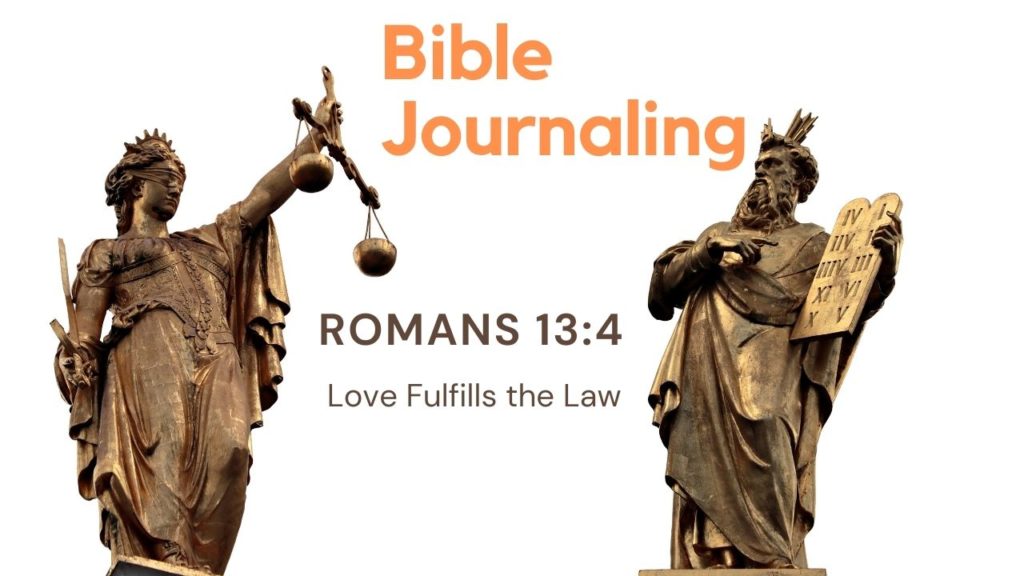 Lady Justice next to Moses holding the ten commandments