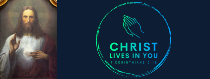 An image of Christ next to the logo for Christ Lives in You